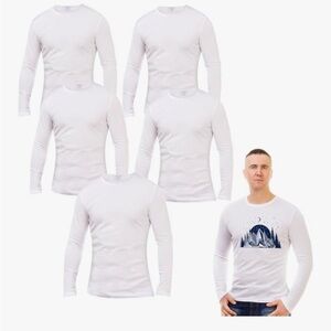 Sublimation White Long-Sleeve Crew Neck Shirt - Pack Option